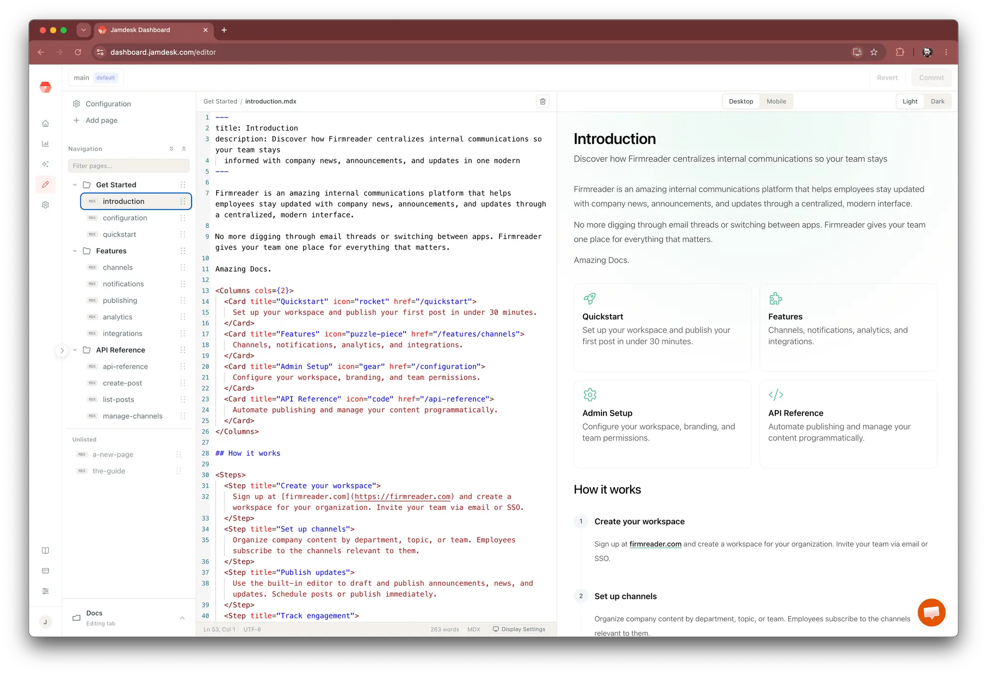 Jamdesk web editor