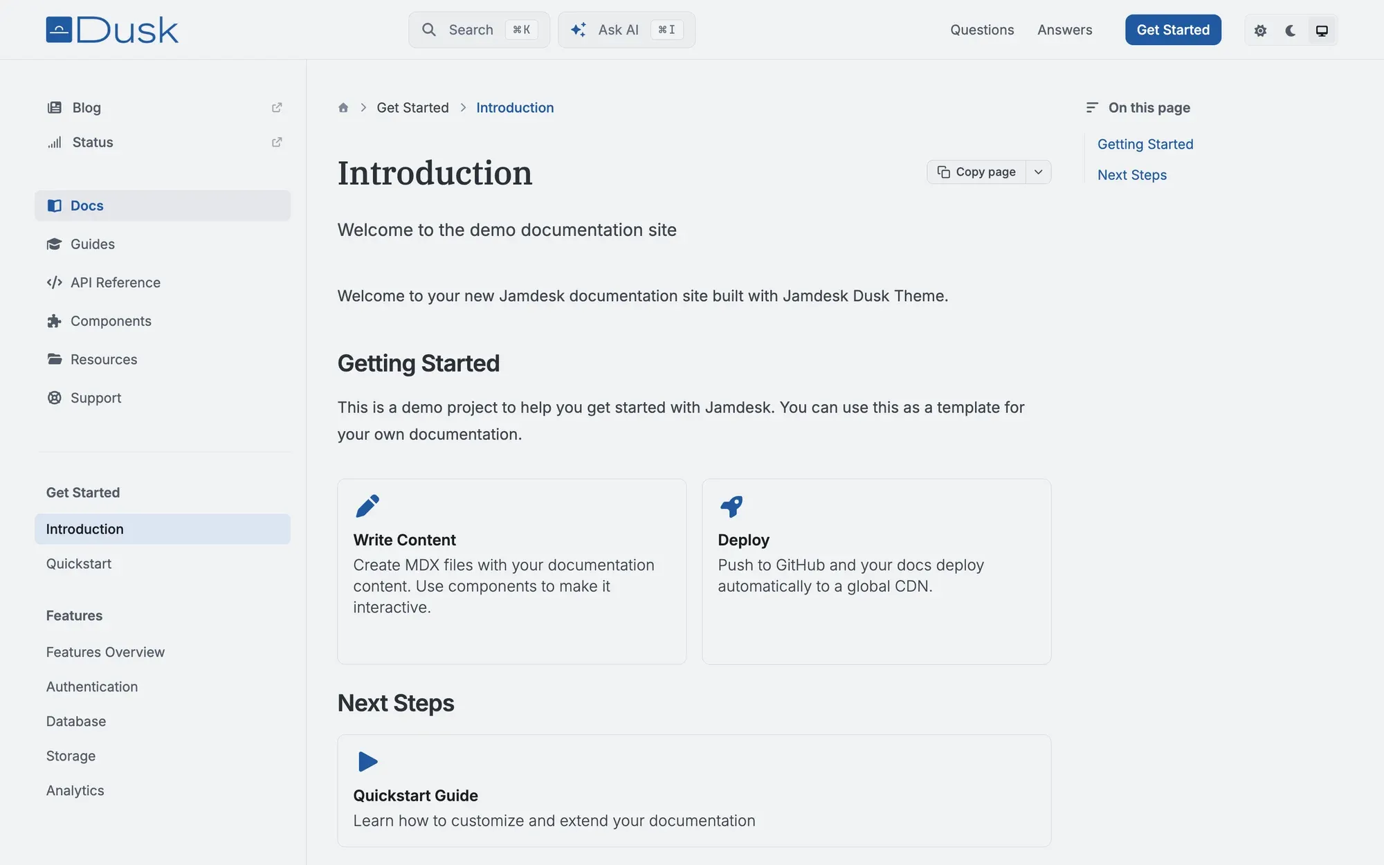 Dusk theme for Jamdesk